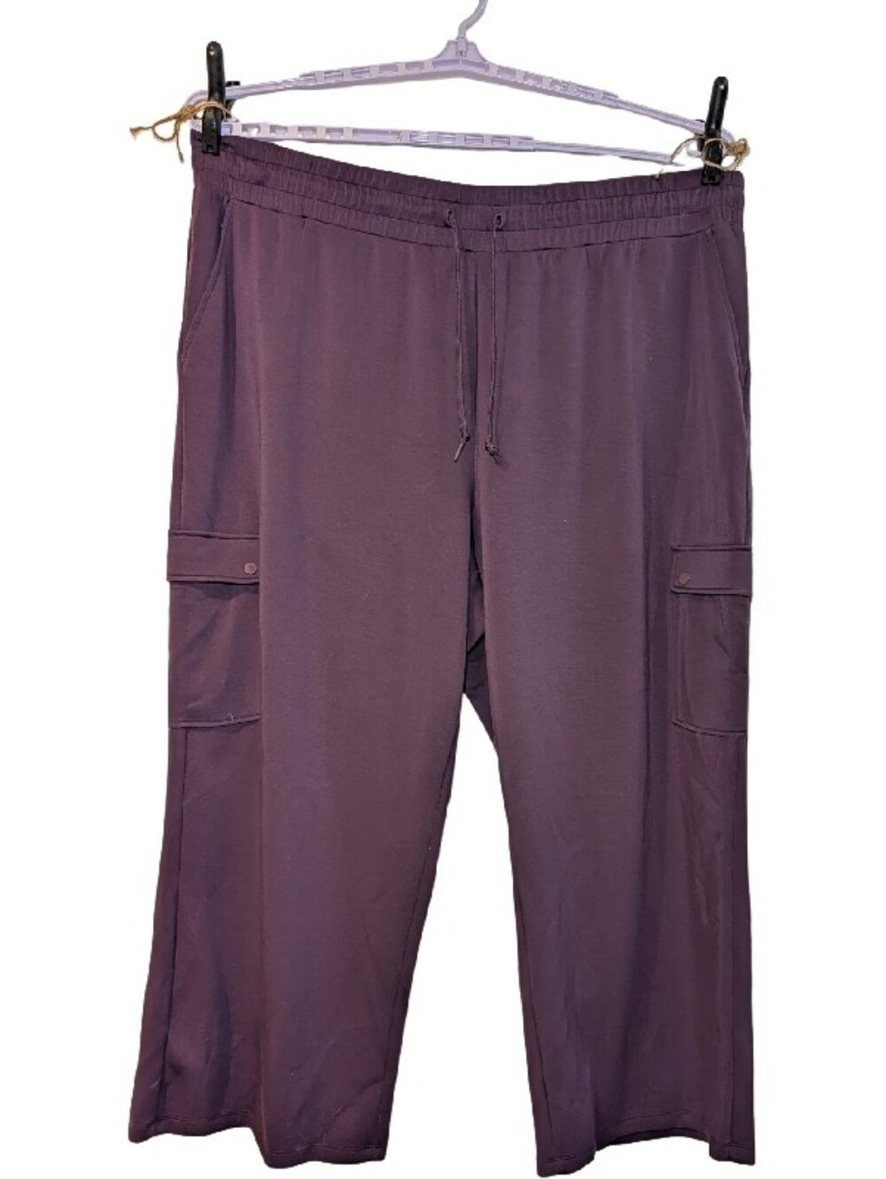 Plum Knit Wide Leg Cargo Pants | Active Zone | 5X